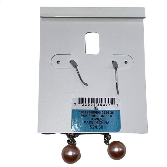 Charter Club Silver-Tone Pavé Fireball & Colored Faux Pearl Drop Earrings NWT - Picture 3 of 3